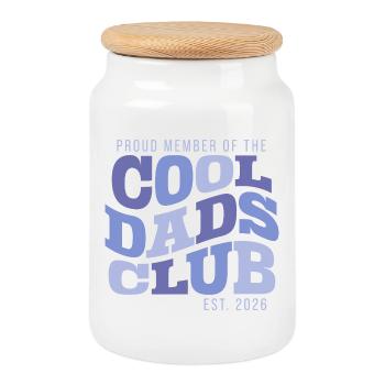 Cool Dads Club - Dad 2026 Gift - Cookie Jar with Wooden Lid - white - Front