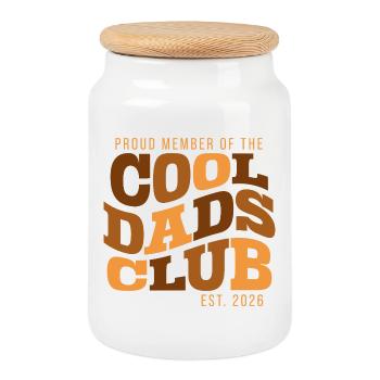 Cool Dads Club - Dad 2026 Gift - Cookie Jar with Wooden Lid - white - Front