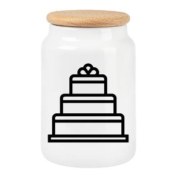 Wedding Cake - Cookie Jar with Wooden Lid - white - Front