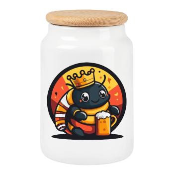 Wurm Bier Lustig - Keksdose mit Holzdeckel - Weiß - Vorne