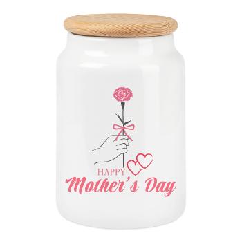 Süße Liebe für Mama – Muttertags-Grafik - Keksdose mit Holzdeckel - Weiß - Vorne