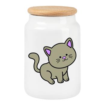 Little Velvet Paw Cartoon - Cookie Jar with Wooden Lid - white - Front