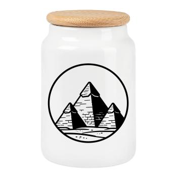 Pyramides - Boîte à biscuits avec couvercle en bois - blanc - Devant