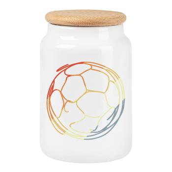 Fußball Skizze - Keksdose mit Holzdeckel - Weiß - Vorne