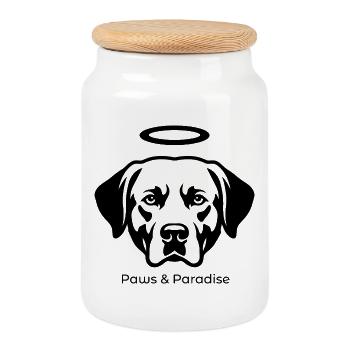 Labrador Engel Portrait – Paws & Paradise - Keksdose mit Holzdeckel - Weiß - Vorne