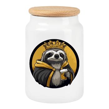 Bière paresseuse drôle - Boîte à biscuits avec couvercle en bois - blanc - Devant