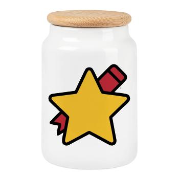 Star Pen School Teacher - Cookie Jar with Wooden Lid - white - Front