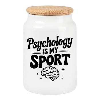 Psychology is My Sport - Cookie Jar with Wooden Lid - white - Front