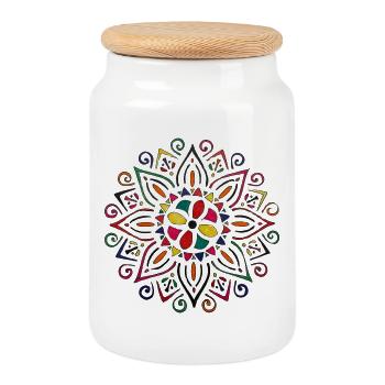 Mandala Farbenspiel- Martina Eßer - Keksdose mit Holzdeckel - Weiß - Vorne