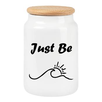 Prie juste - Boîte à biscuits avec couvercle en bois - blanc - Devant