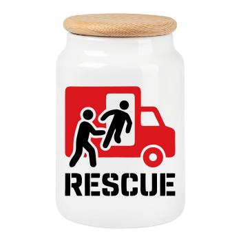 Rescue Rescue Service Operations - Cookie Jar with Wooden Lid - white - Front
