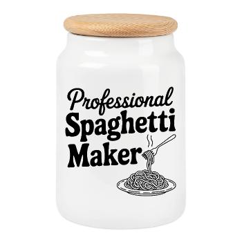 Professioneller Spaghetti-Hersteller - Keksdose mit Holzdeckel - Weiß - Vorne