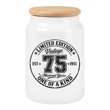 75 Ans Vintage 1951 Édition Limitée Cadeau - Boîte à biscuits avec couvercle en bois - blanc - Devant