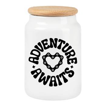 cycling - Cookie Jar with Wooden Lid - white - Front