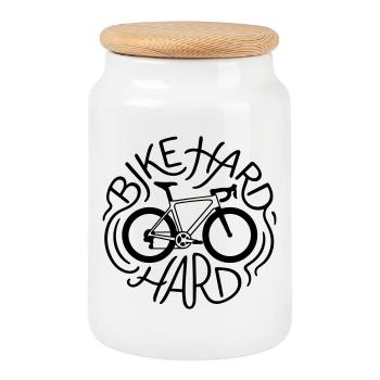cycling - Cookie Jar with Wooden Lid - white - Front