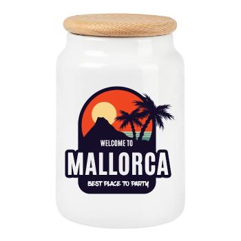 Welcome to Mallorca Party Sunset - Cookie Jar with Wooden Lid - white - Front