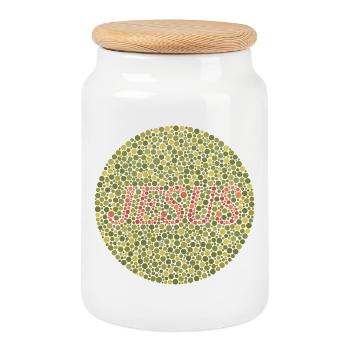 Jesus Loves You | Faith | Gift - Cookie Jar with Wooden Lid - white - Front