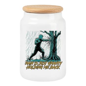 Kung Fu Martial Arts - Cookie Jar with Wooden Lid - white - Front