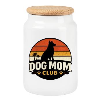 Dog Mom Club - Cookie Jar with Wooden Lid - white - Front
