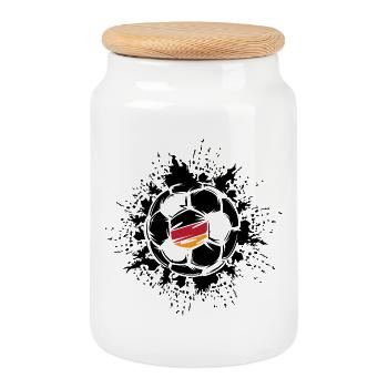 Ball Explosion Fußballteam Deutschland - Keksdose mit Holzdeckel - Weiß - Vorne