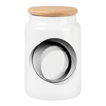 abstract circular shape - Cookie Jar with Wooden Lid - white - Front