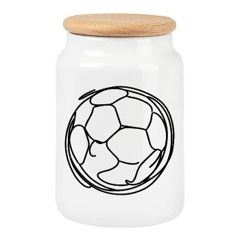 Football - Boîte à biscuits avec couvercle en bois - blanc - Devant