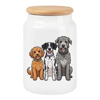 Beste Freunde Trio: Die bunte Hunde-Gang - Keksdose mit Holzdeckel - Weiß - Vorne