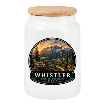 Télécabine de vacances de Whistler Mountain Biking Canada - Boîte à biscuits avec couvercle en bois - blanc - Devant