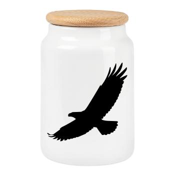 Falcon in flight - Cookie Jar with Wooden Lid - white - Front