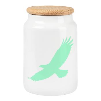 Falcon in flight - Cookie Jar with Wooden Lid - white - Front