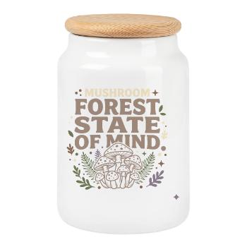 Fairycore Fae Fairy Forest Mushroom Fairy Gift - Cookie Jar with Wooden Lid - white - Front