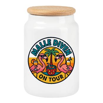Malle Divas On Tour Women's Flamingo Mallorca Party - Cookie Jar with Wooden Lid - white - Front