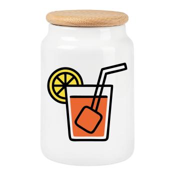 Vacances d’été aux filles avec cocktail à l’orange - Boîte à biscuits avec couvercle en bois - blanc - Devant