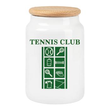 Tennisclub Rasteremblem Grün - Keksdose mit Holzdeckel - Weiß - Vorne