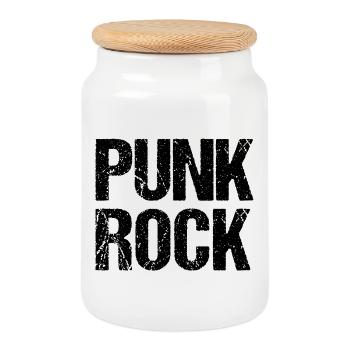 Distressed Punk Rock Logo-Design - Keksdose mit Holzdeckel - Weiß - Vorne