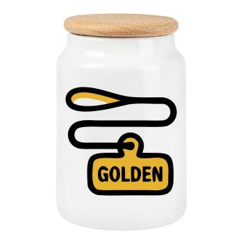 Hundeleine Golden Retriever Gassi Gehen - Keksdose mit Holzdeckel - Weiß - Vorne