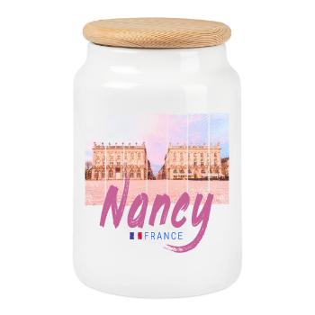 Nancy Grand Est in France at sunset - Cookie Jar with Wooden Lid - white - Front