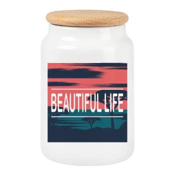 Beautiful Life Beach - Keksdose mit Holzdeckel - Weiß - Vorne