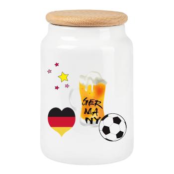 Fußballfan - Keksdose mit Holzdeckel - Weiß - Vorne