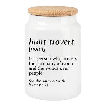 Hunt-rovert Funny Hunting Dictionary Definition - Cookie Jar with Wooden Lid - white - Front