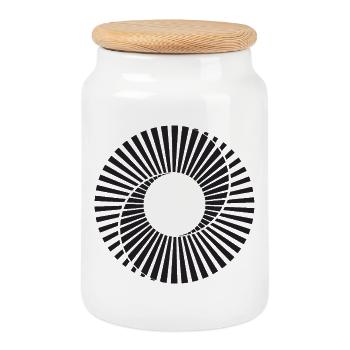 Scanimation spiral design - Cookie Jar with Wooden Lid - white - Front