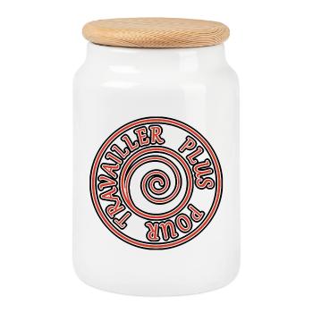 Valeur Travail - Boîte à biscuits avec couvercle en bois - blanc - Devant