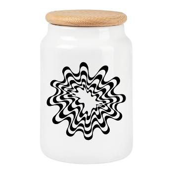 Conception géométrique du plasme - Boîte à biscuits avec couvercle en bois - blanc - Devant