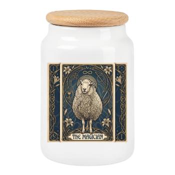 Mouton, le Magicien - Boîte à biscuits avec couvercle en bois - blanc - Devant