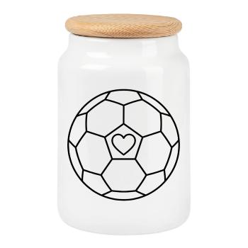 Fußball mit Herz - Keksdose mit Holzdeckel - Weiß - Vorne