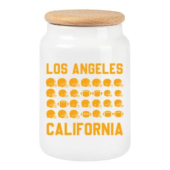 LA California Helmet Grid - Cookie Jar with Wooden Lid - white - Front