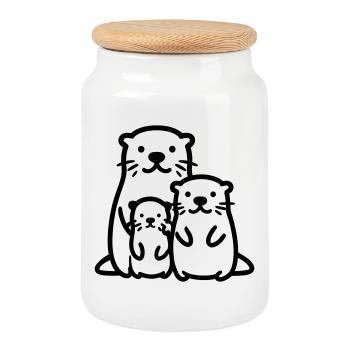 Otter - Keksdose mit Holzdeckel - Weiß - Vorne