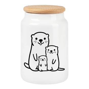 otter - Cookie Jar with Wooden Lid - white - Front