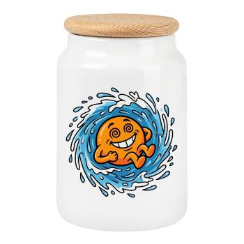 Vacances à la piscine à l’ambiance orange Orange Summer Vacation Ladies - Boîte à biscuits avec couvercle en bois - blanc - Devant
