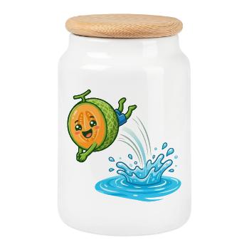 Éclaboussures de pastèque, ambiances de piscine d’été, mesdames - Boîte à biscuits avec couvercle en bois - blanc - Devant